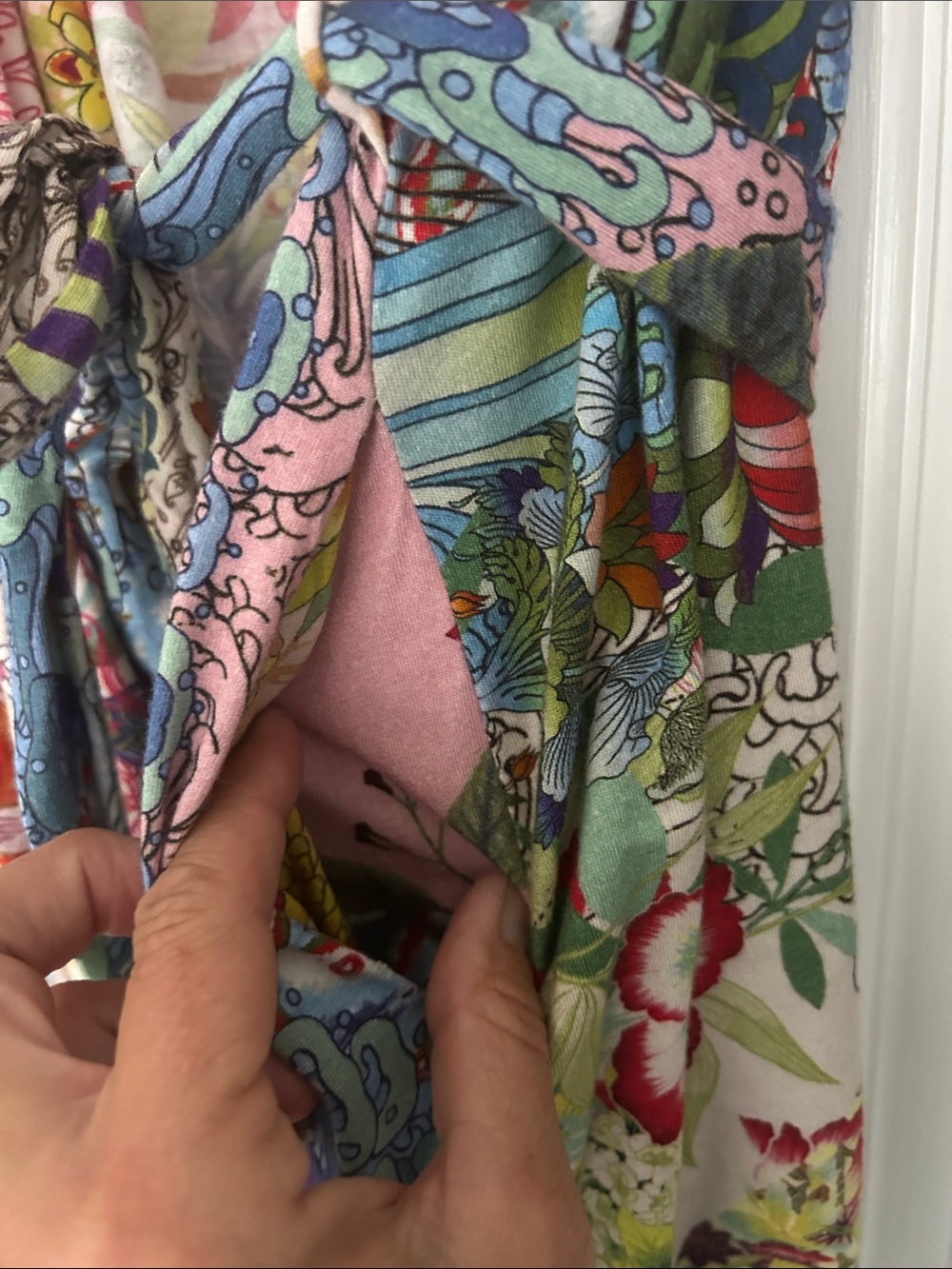 Multicolor Floral Tie-Waist Kimono cover-Up/ Bathrobe - Picture 3 of 3